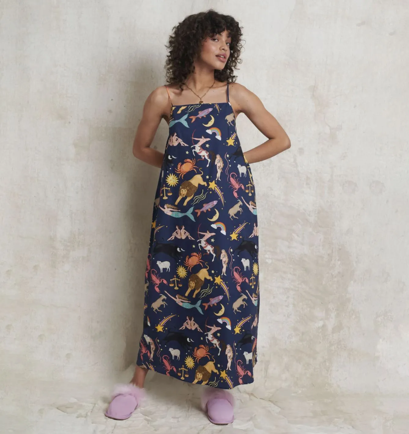 Constellations cotton slip dress