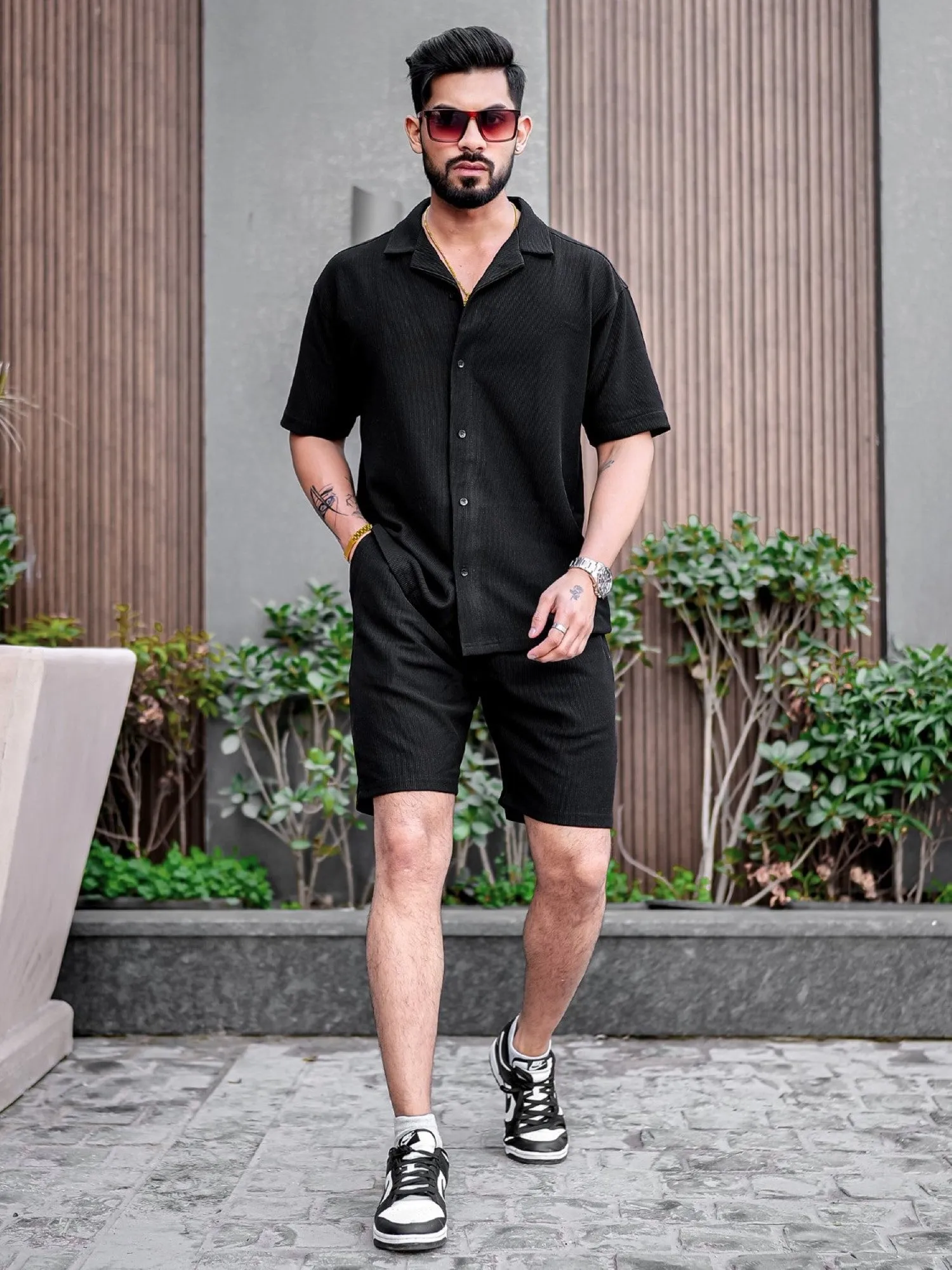 Cord Knit Textured Black Co-Ords