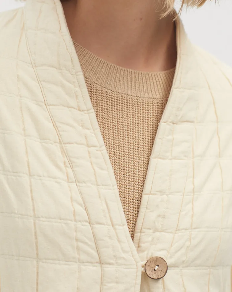 Cotton Quilt Jacket in Cream