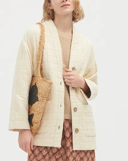 Cotton Quilt Jacket in Cream