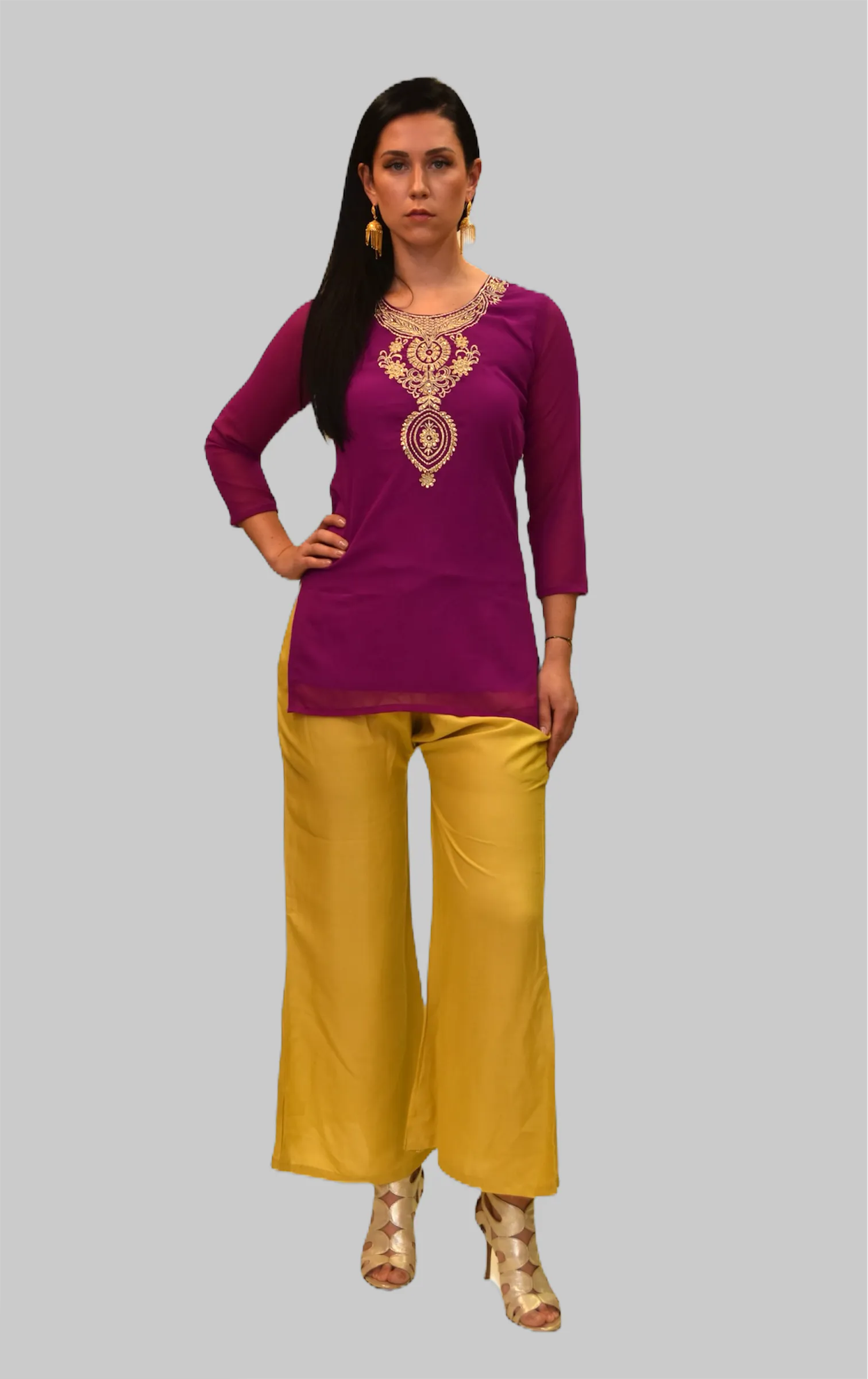 Cotton Silk Dandelion Yellow Gold Palazzo pants