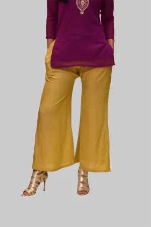 Cotton Silk Dandelion Yellow Gold Palazzo pants