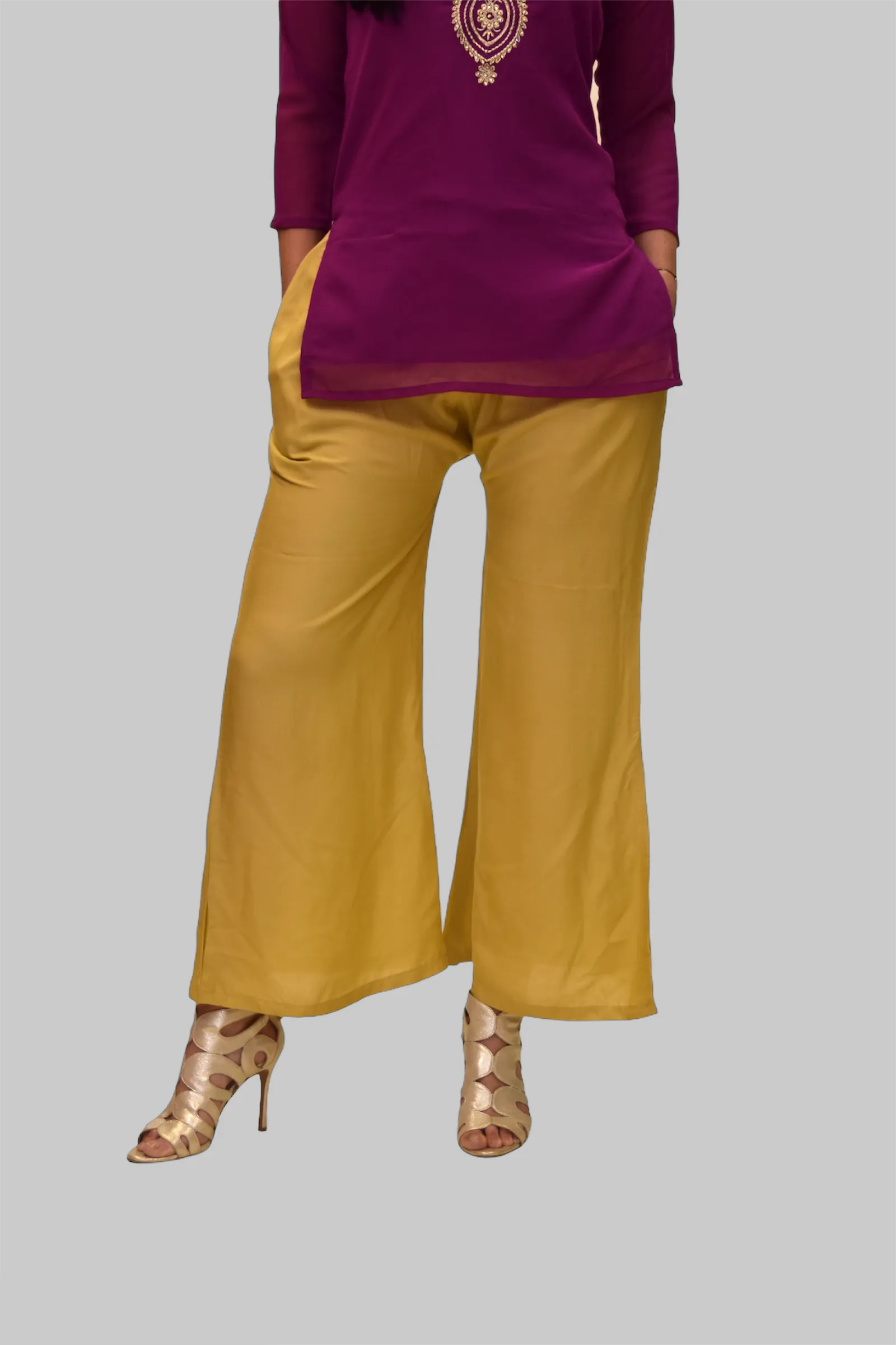 Cotton Silk Dandelion Yellow Gold Palazzo pants