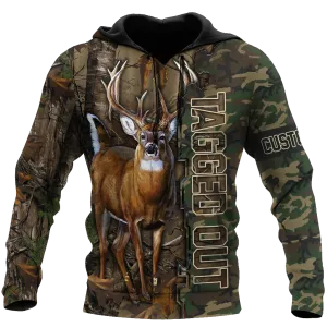 Custom Name Hunting Hoodie, 3D Full Print Deer Hunting Camo Pattern Hoodie, Hunter Gift