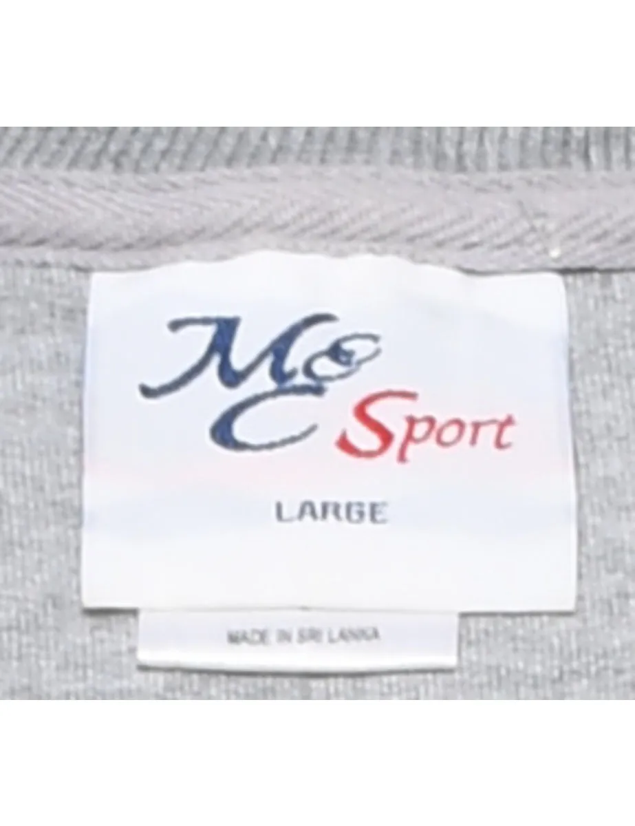 Dad Design Grey Round-Neck Embroidered Sweatshirt - L