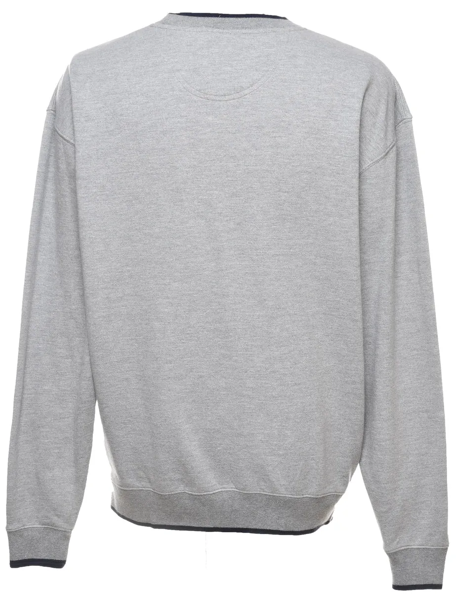 Dad Design Grey Round-Neck Embroidered Sweatshirt - L