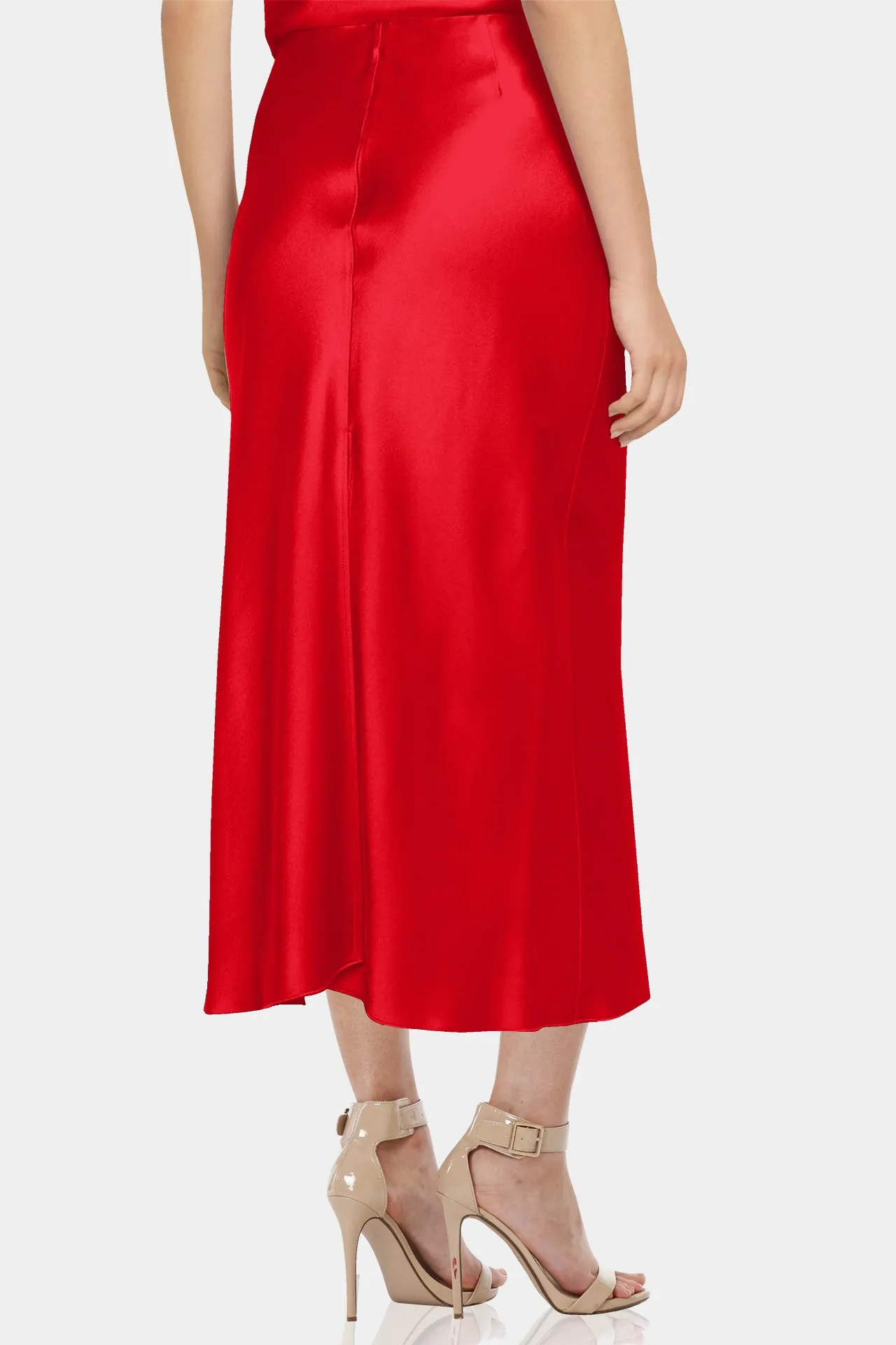 Designer Red Skirt Womens Midi