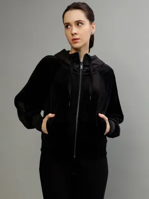 Dkny Women Solid Hooded Full Sleeves Jacket