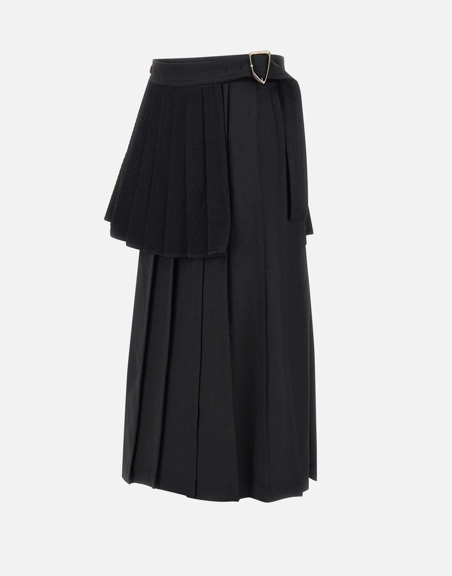 Double Pleated Wool Blend Skirt