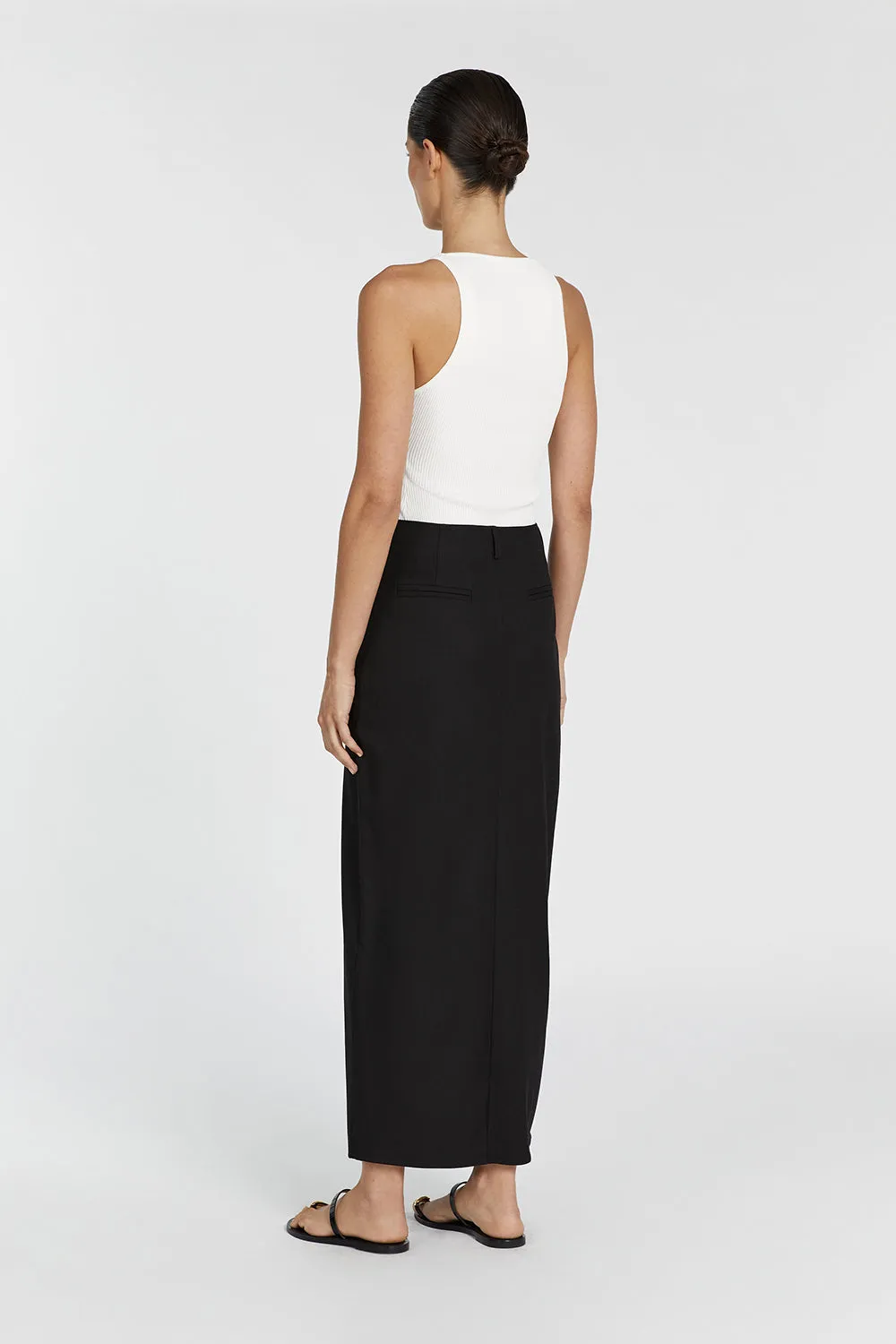 DREW BLACK SPLIT MIDI SKIRT