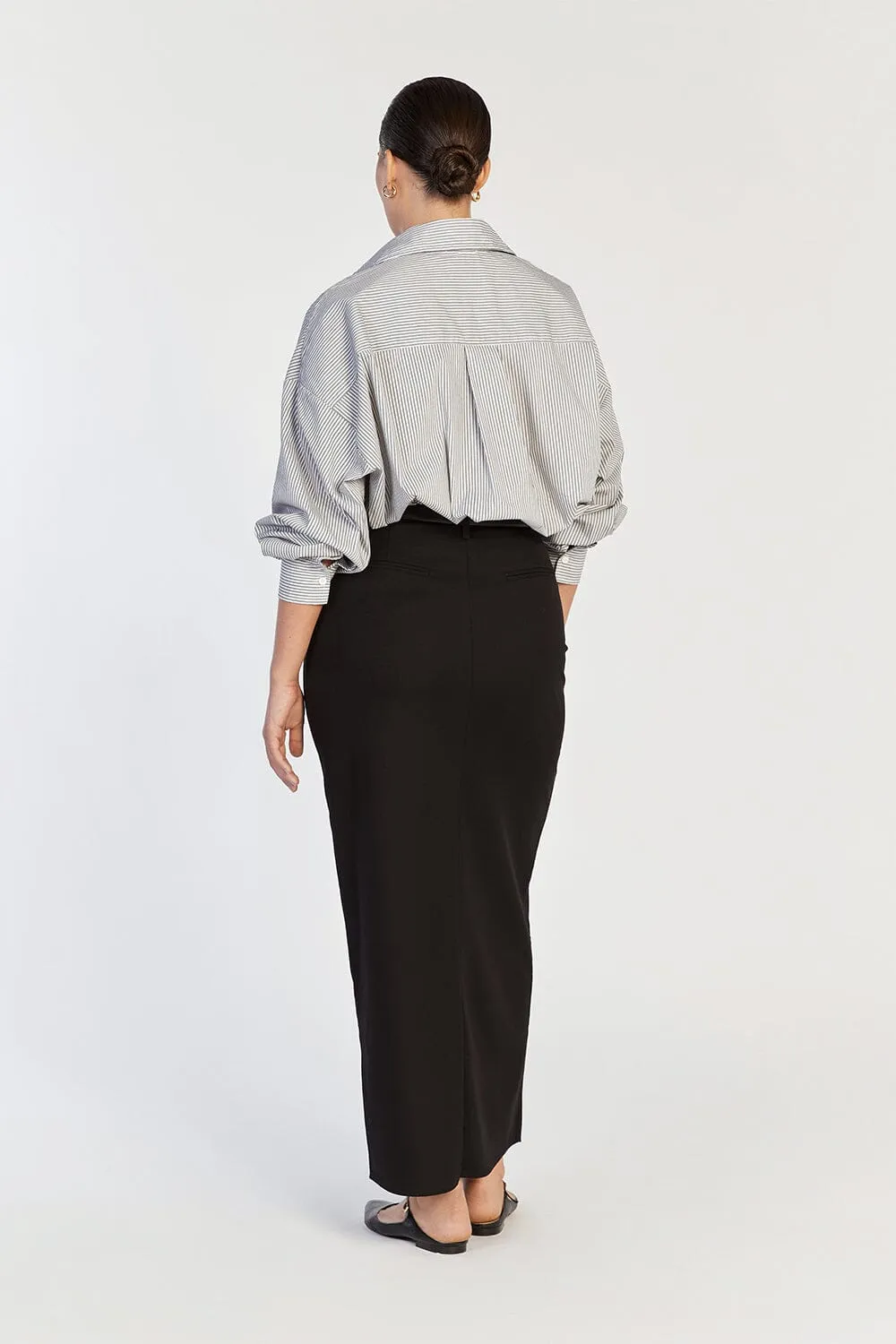 DREW BLACK SPLIT MIDI SKIRT