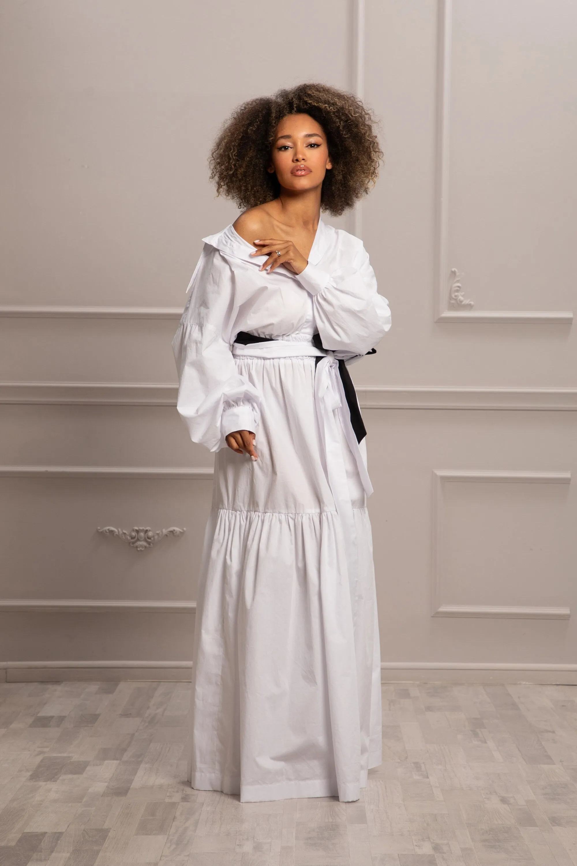 DROPPED SHOULDERS DRESS