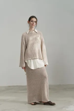 Elegant Knit A-Line Midi Skirt - Slim Fit