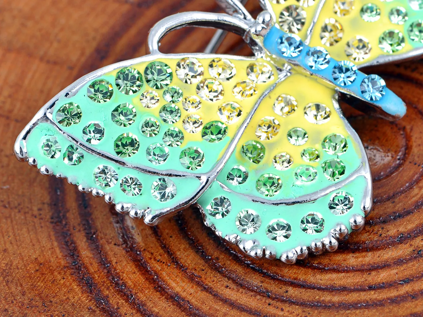 Elements Green Yellow Majestic Jewelry Butterfly Pin Brooch