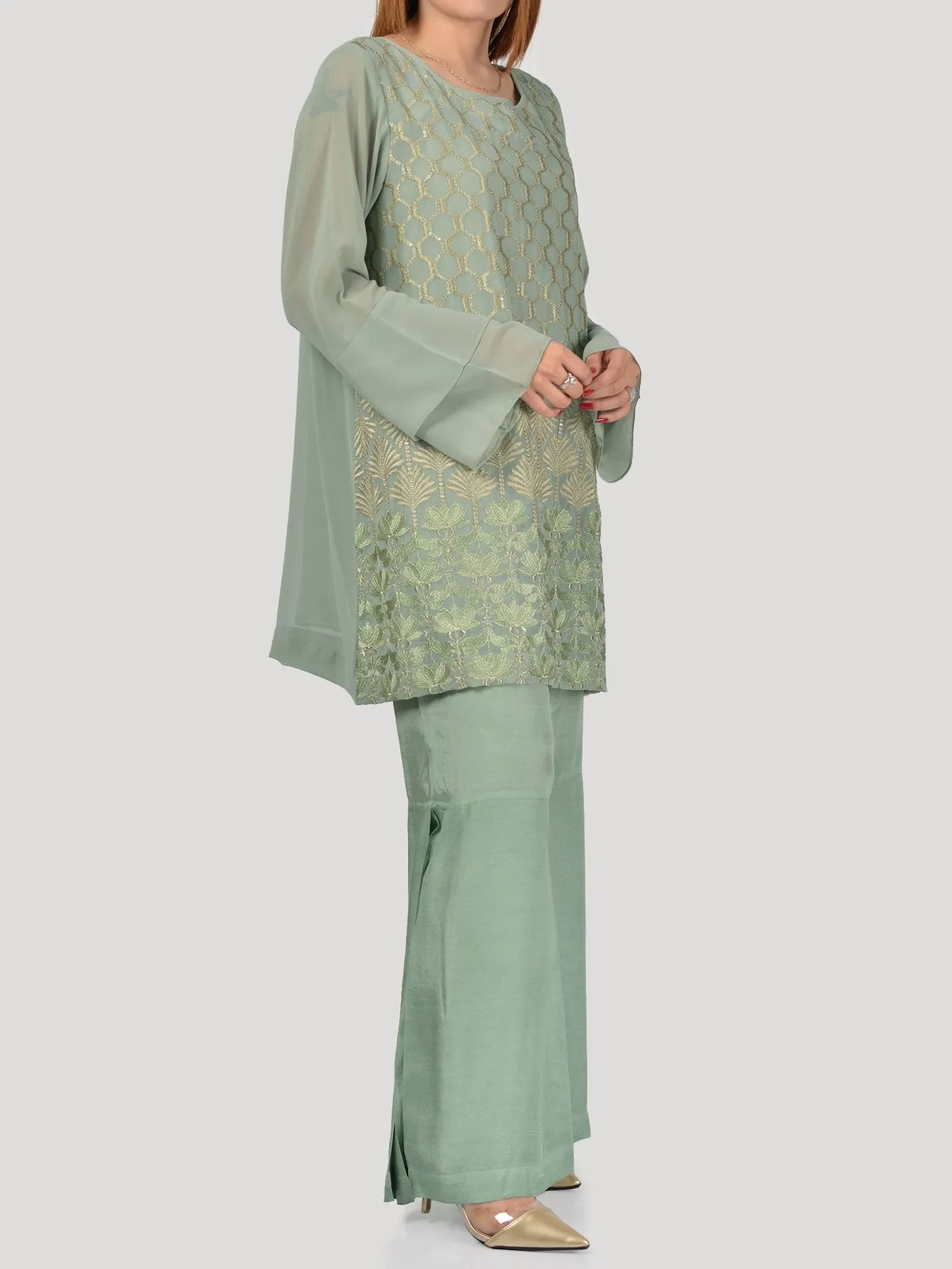 Embroidered Chiffon Suit