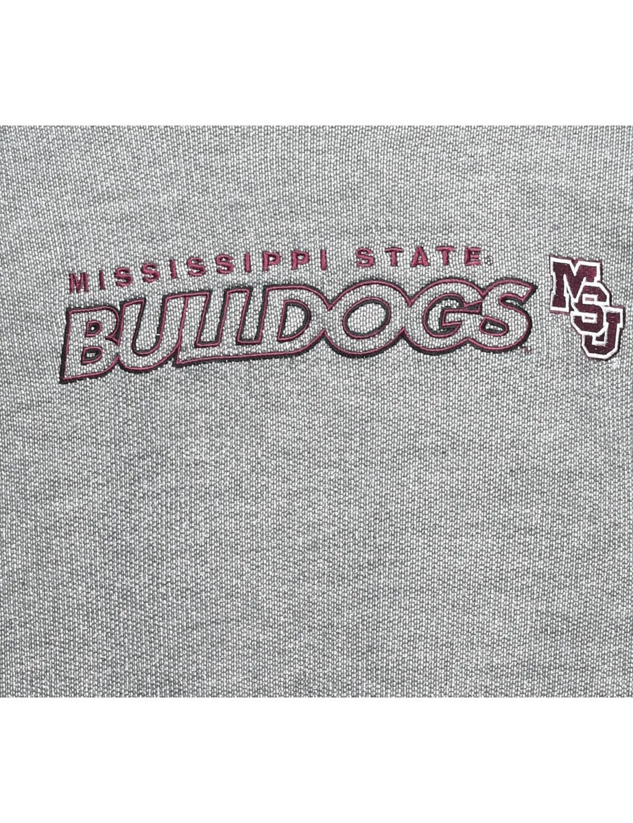 Embroidered Grey Bulldog Design Sweatshirt - XL