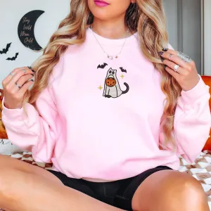 Embroidery  Spooky Cats Halloween Sweatshirt, ES0011