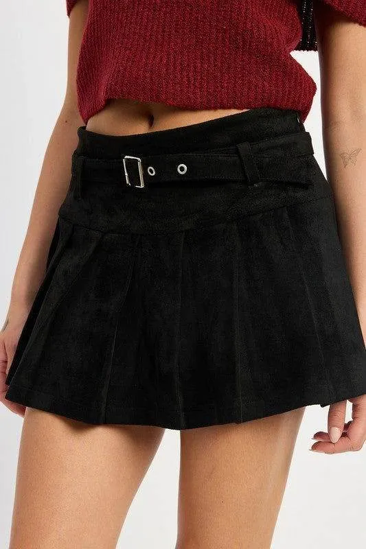 Emory Park Pleated Suede Skort With Belt