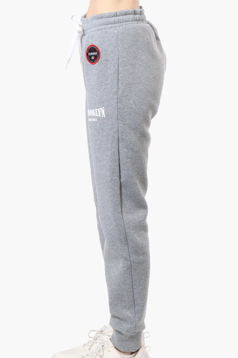 Fahrenheit Tie Waist Brooklyn Print Joggers - Grey