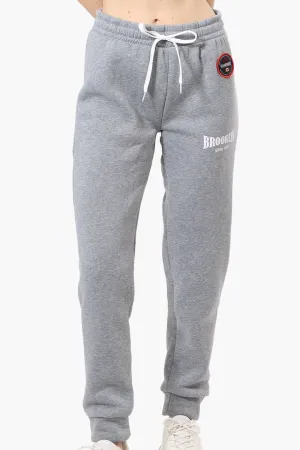 Fahrenheit Tie Waist Brooklyn Print Joggers - Grey