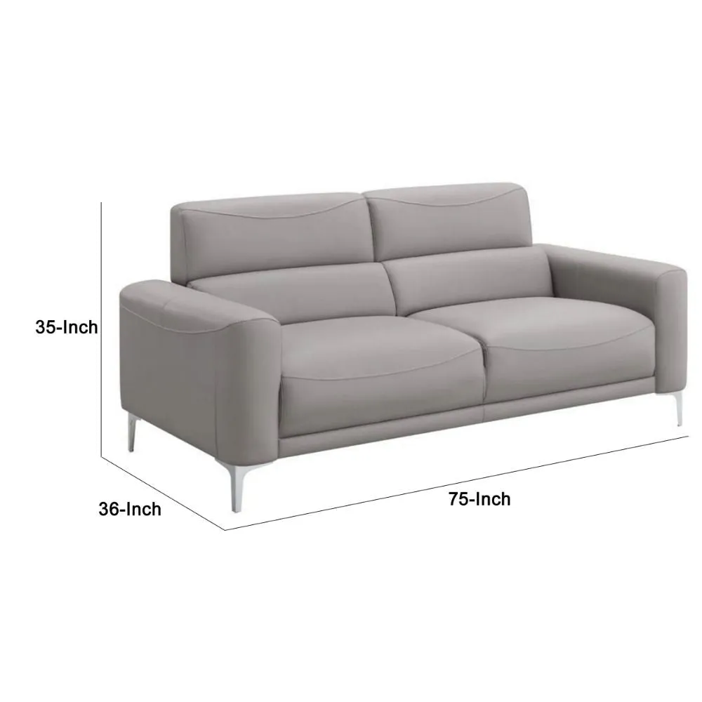 Finn 75 Inch Modern Sofa, Sleek Channel Tufting, Taupe Brown Faux Leather By Casagear Home