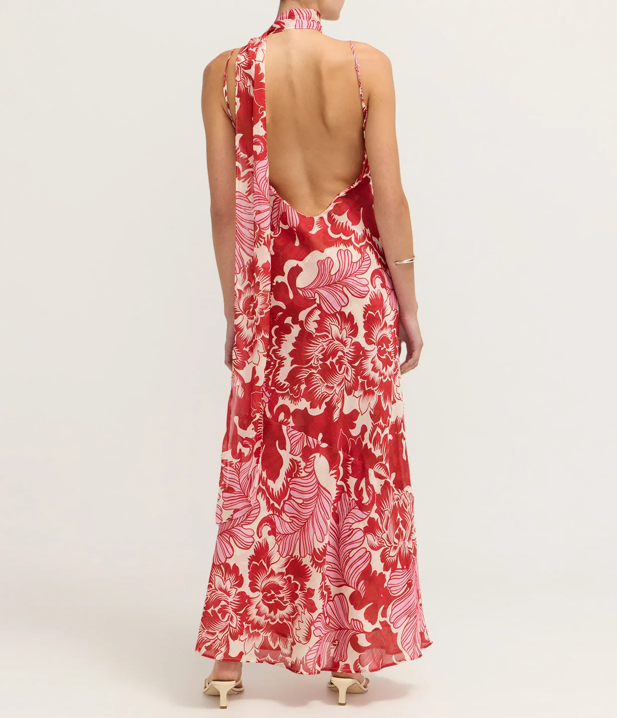 Florencia Midi Dress in Scarlet Garden