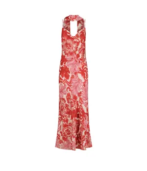 Florencia Midi Dress in Scarlet Garden