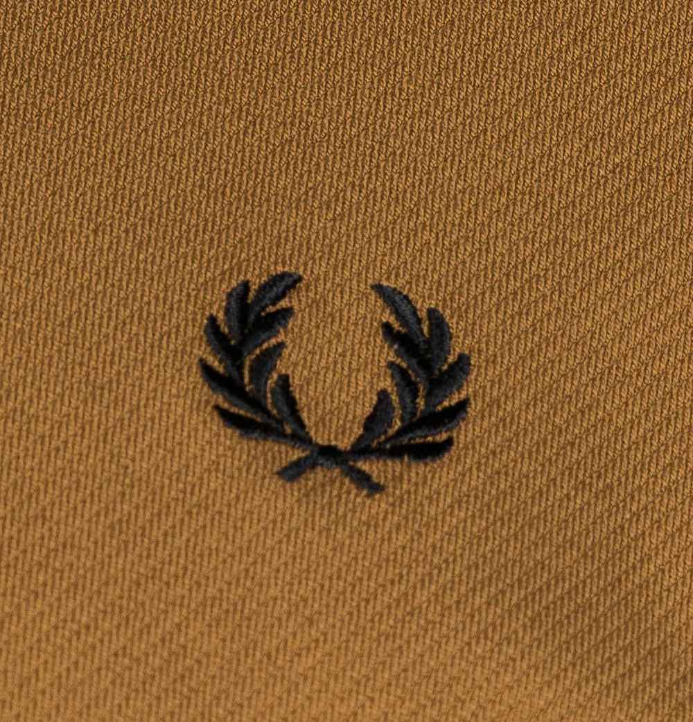 Fred Perry Half Zip Taped Track Jacket Dark Caramel
