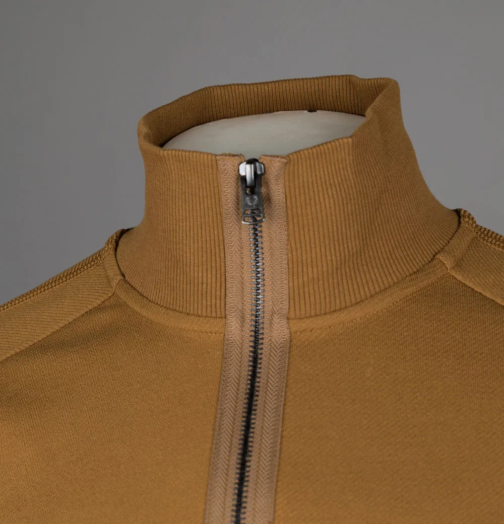 Fred Perry Half Zip Taped Track Jacket Dark Caramel