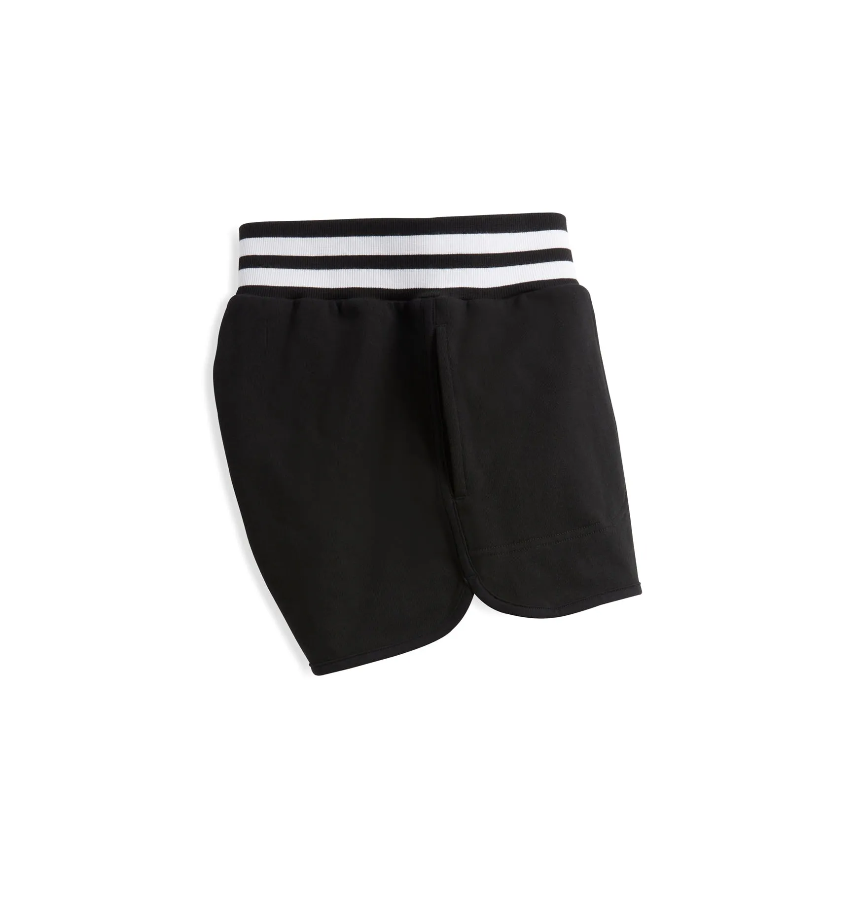 French Terry Track Shorts - Black with Striped Rib