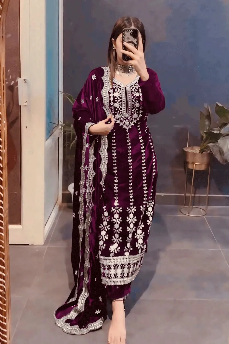 Full Pair Velvet Dress For Lohri Festival