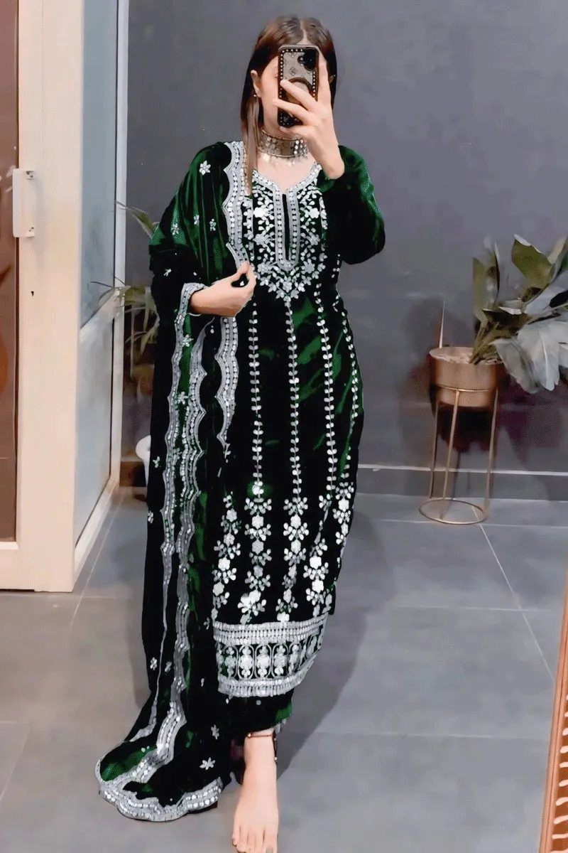 Full Pair Velvet Dress For Lohri Festival