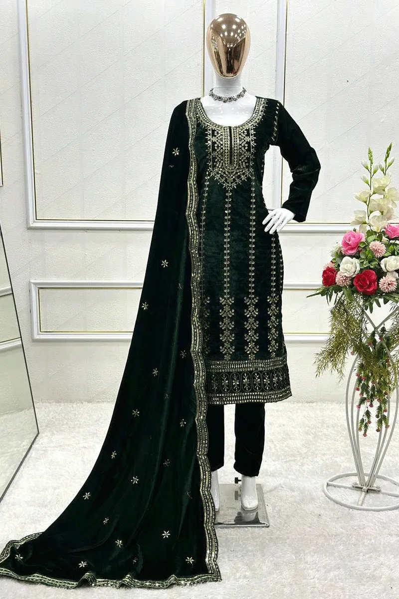 Full Pair Velvet Dress For Lohri Festival