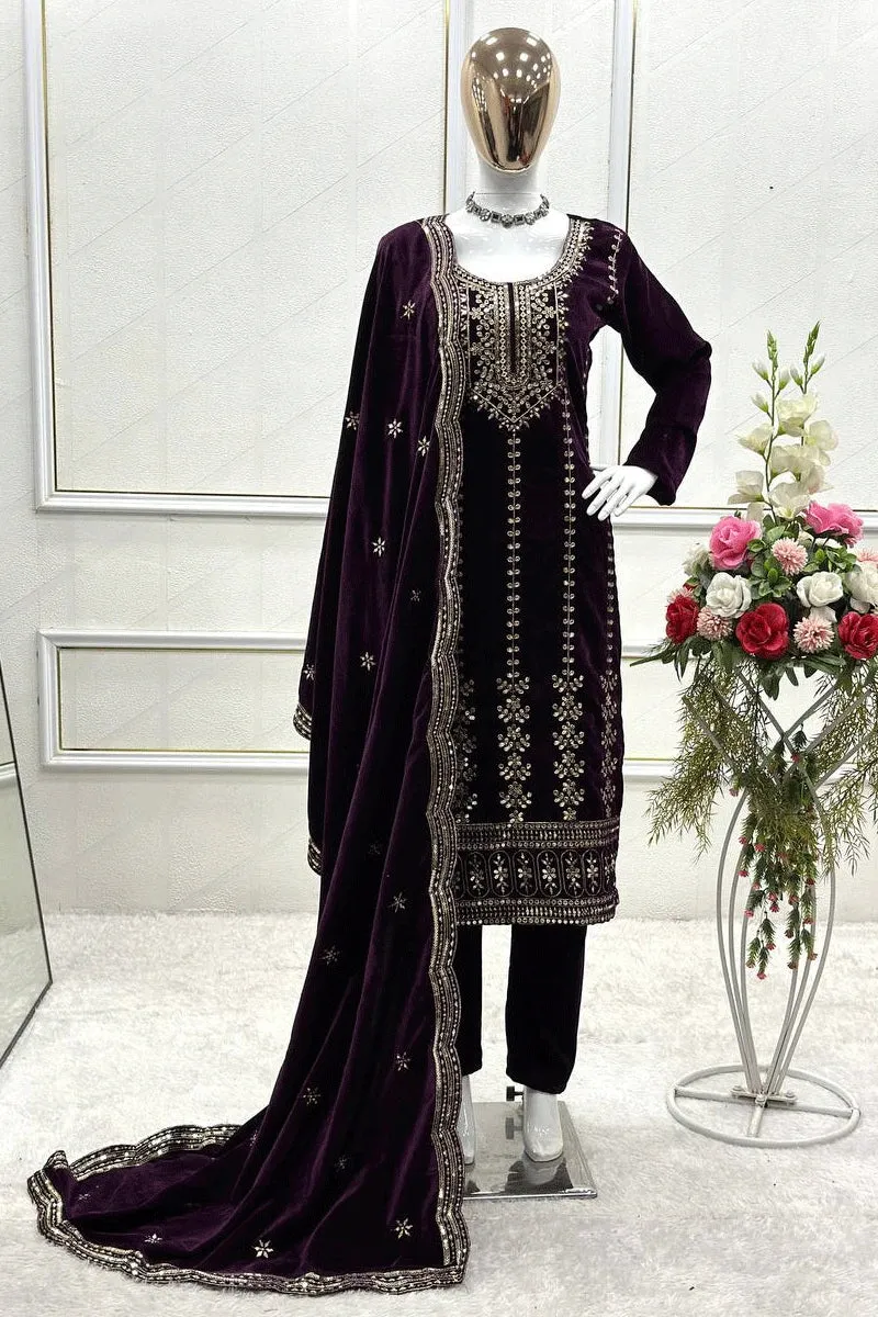 Full Pair Velvet Dress For Lohri Festival