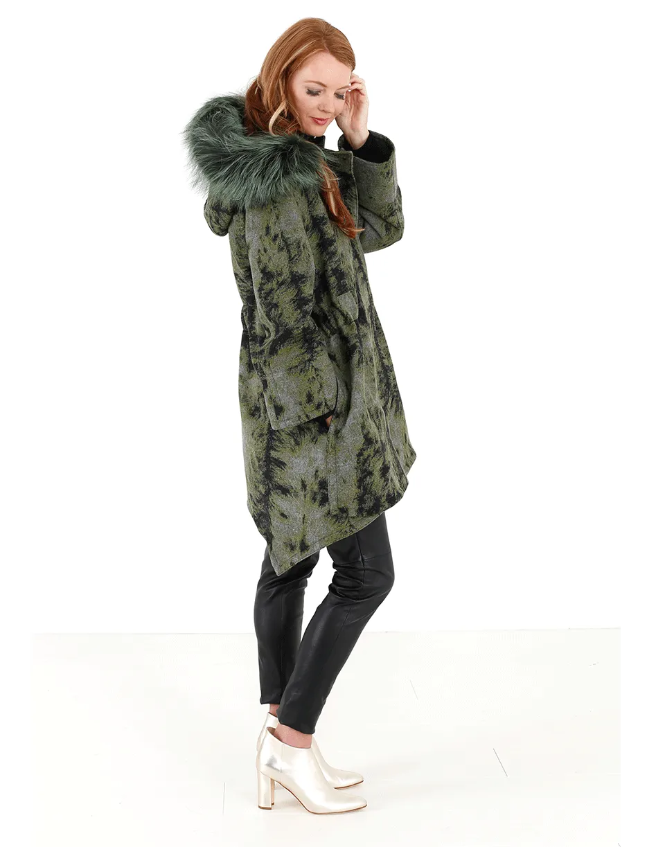 Fur Trim Hooded Illusion Coat