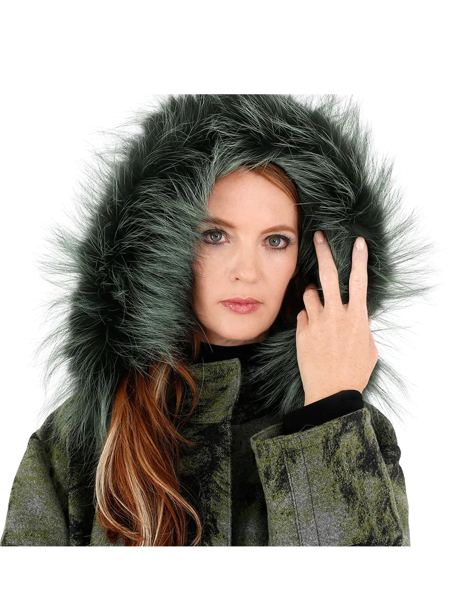 Fur Trim Hooded Illusion Coat