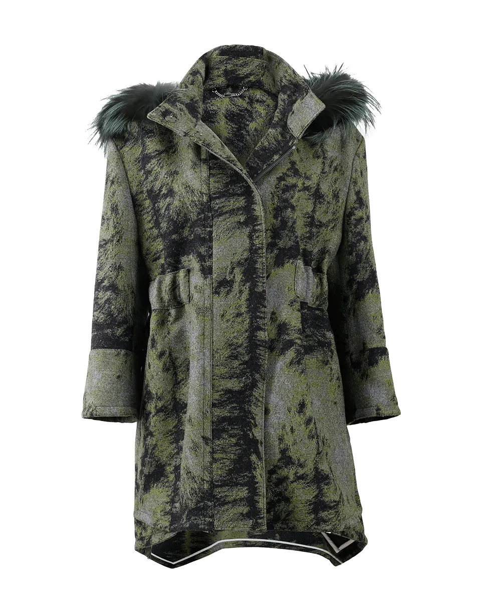Fur Trim Hooded Illusion Coat
