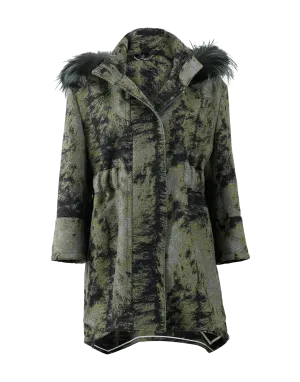 Fur Trim Hooded Illusion Coat