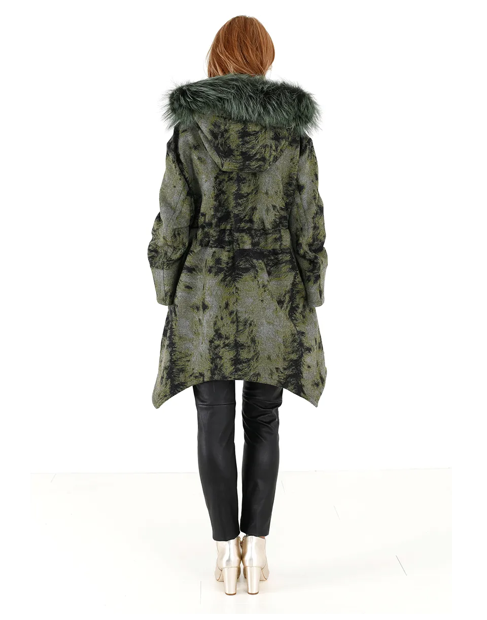 Fur Trim Hooded Illusion Coat