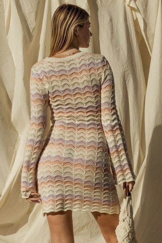 Gilli Round Neck Bell Sleeve Sweater Dress