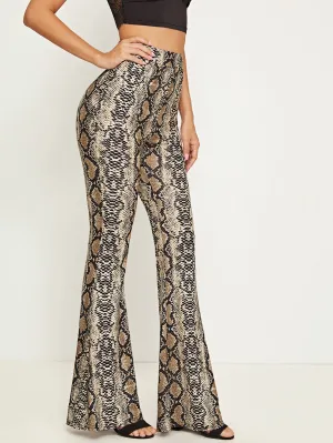 Glamorous Snakeskin Print Natural Long Women Pants