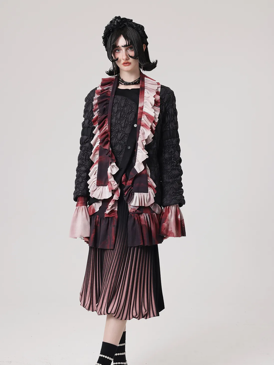 Gradient Pleated Bud Skirt