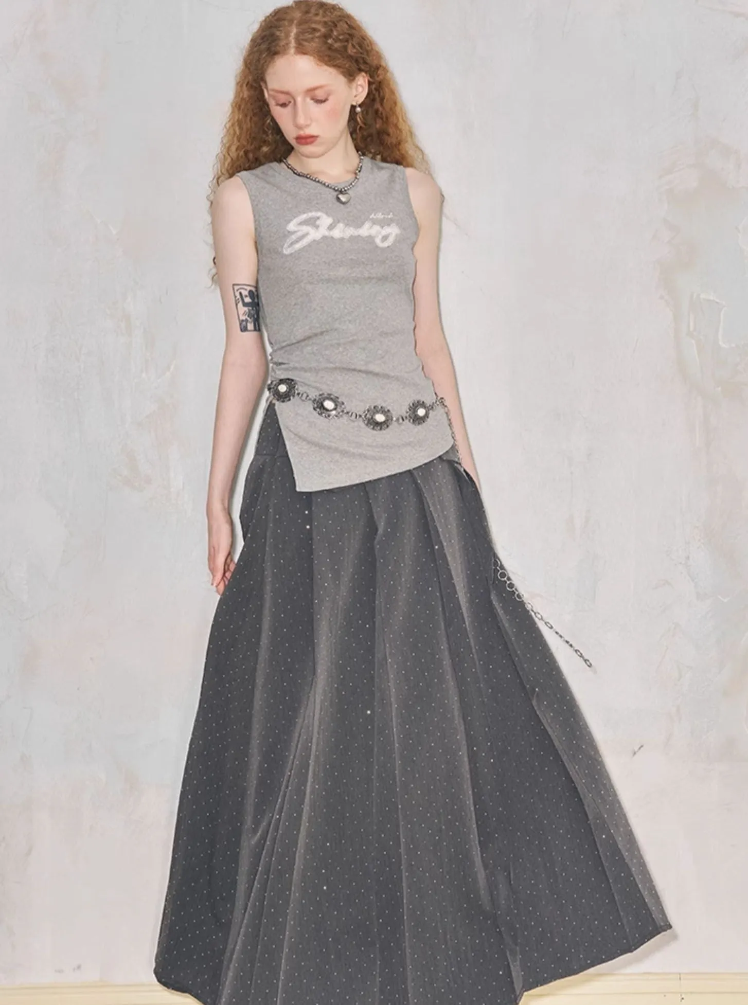 Hot Diamond Pleated Skirt