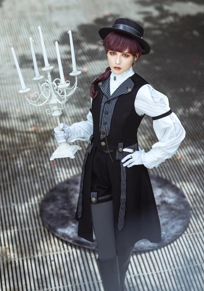 Immortal Thorn~Eternal Glow~Elegant Ouji Lolita Prince Long Black Coat