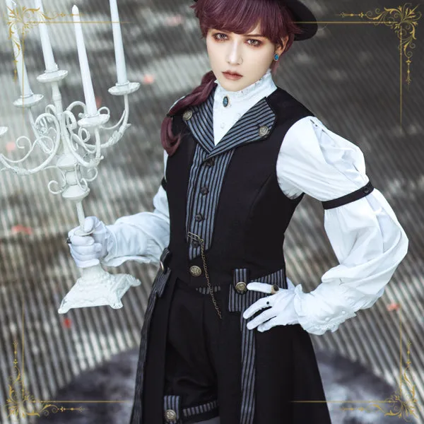Immortal Thorn~Eternal Glow~Elegant Ouji Lolita Prince Long Black Coat