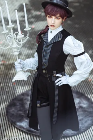 Immortal Thorn~Eternal Glow~Elegant Ouji Lolita Prince Long Black Coat