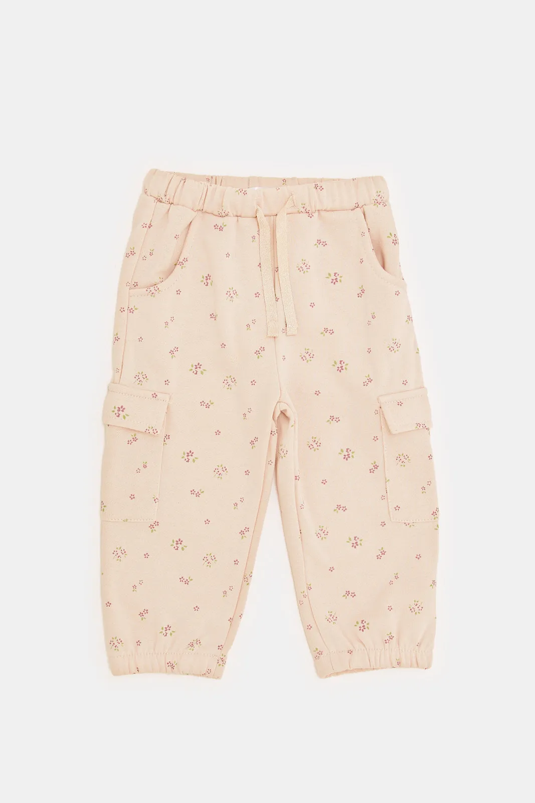 Infant Girls Pink Printed Track Pants