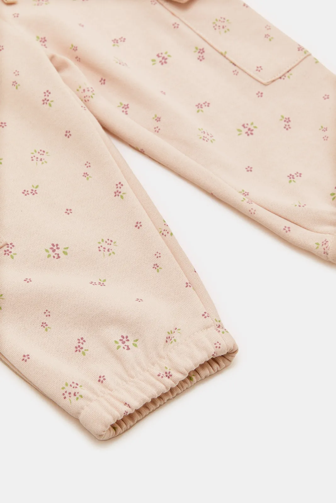 Infant Girls Pink Printed Track Pants