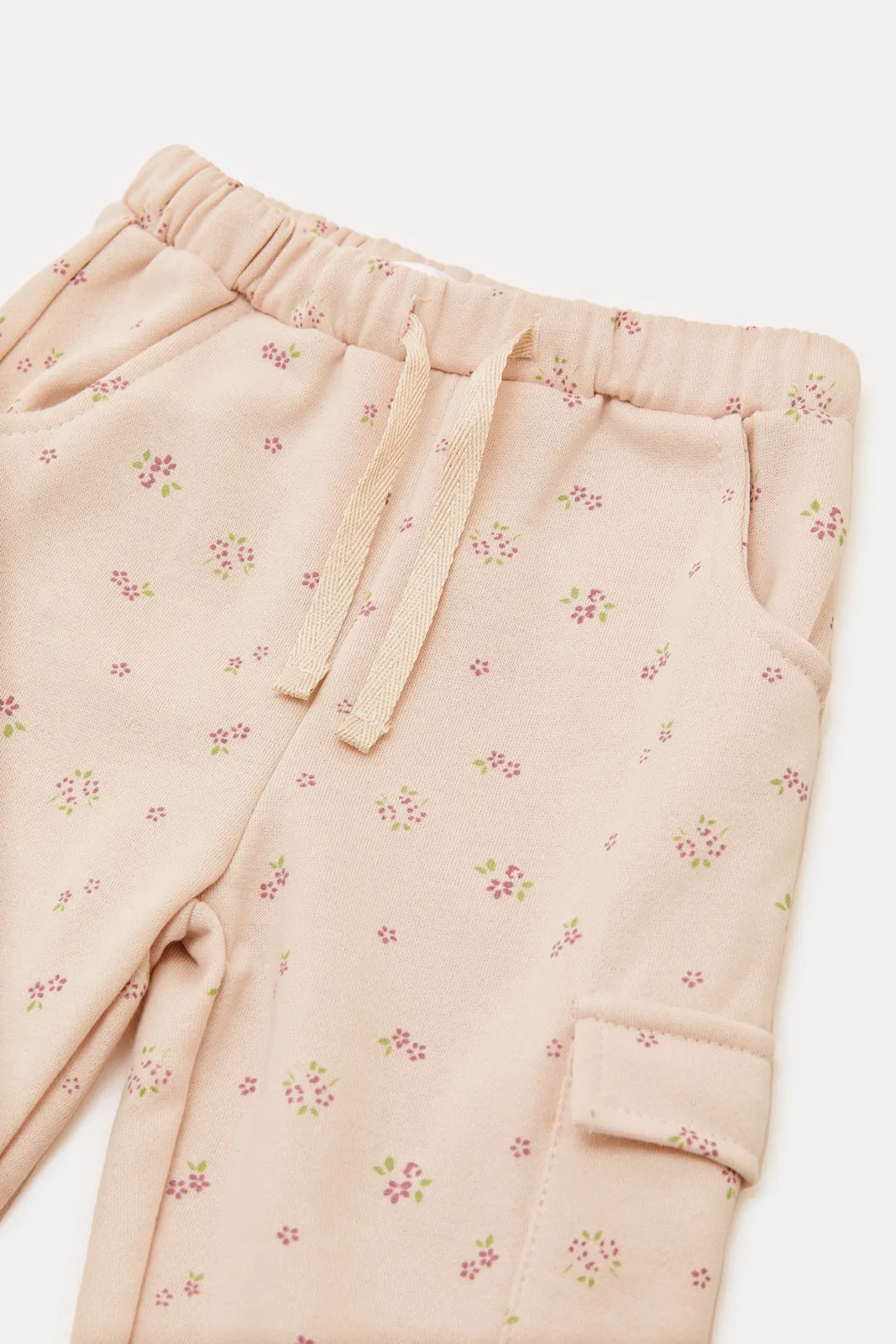 Infant Girls Pink Printed Track Pants