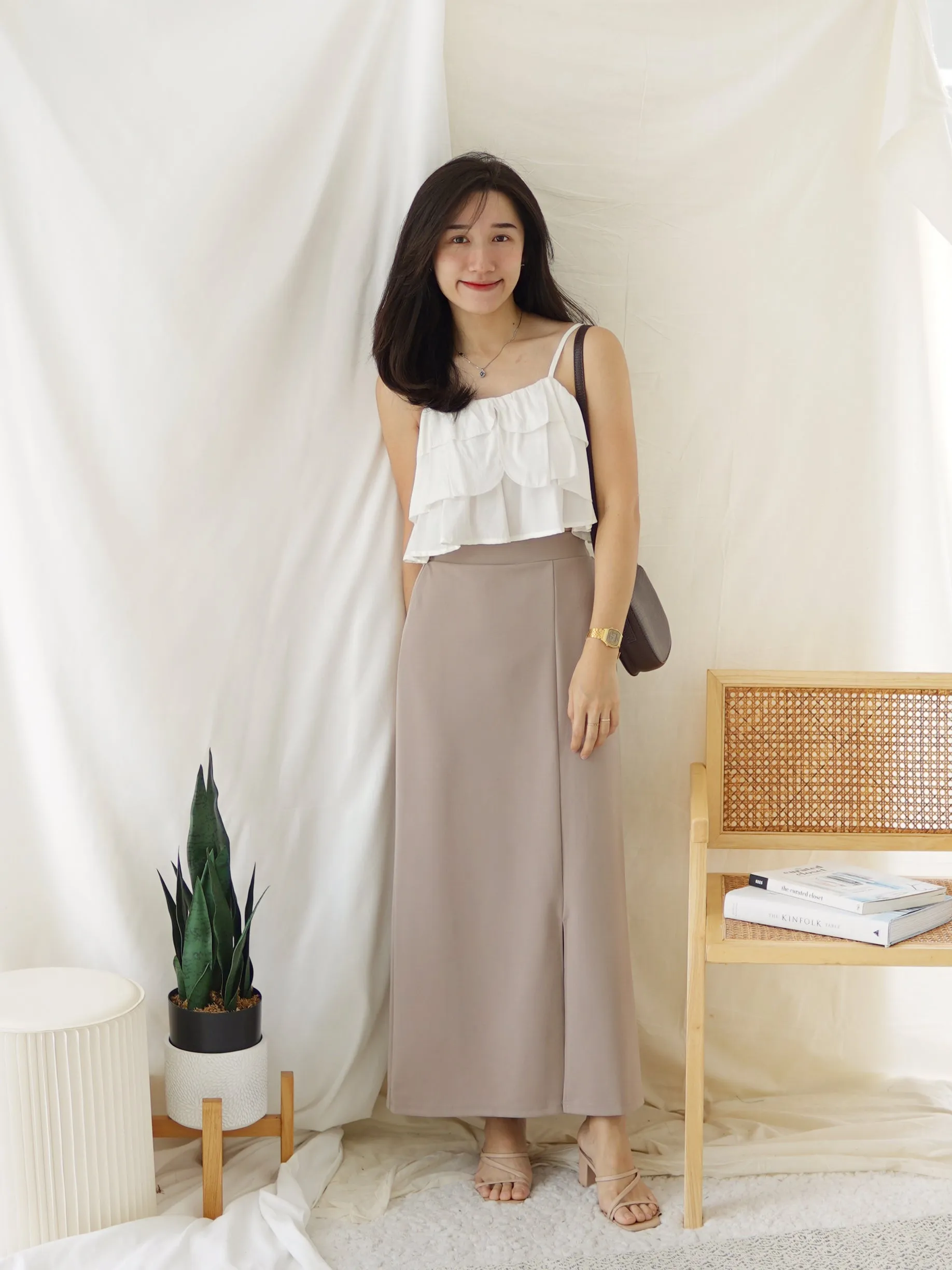 JAPAN MILY BILET SLIT MIDI SKIRT